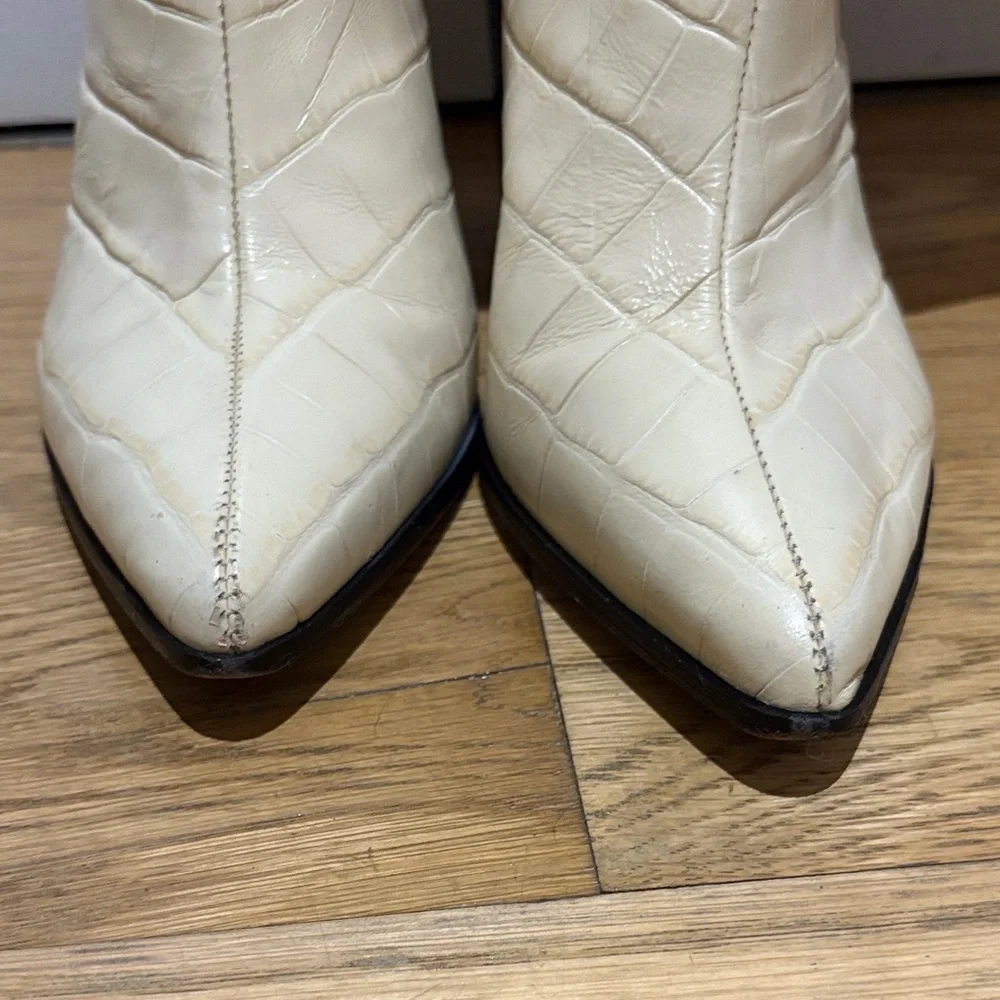 Schutz Maryana Eggshell Croc Knee-High Boots - Picture 10 of 10